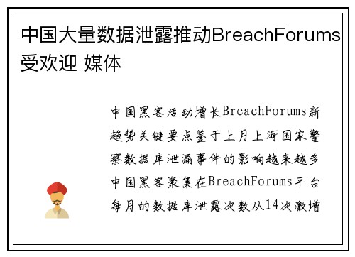 中国大量数据泄露推动BreachForums受欢迎 媒体